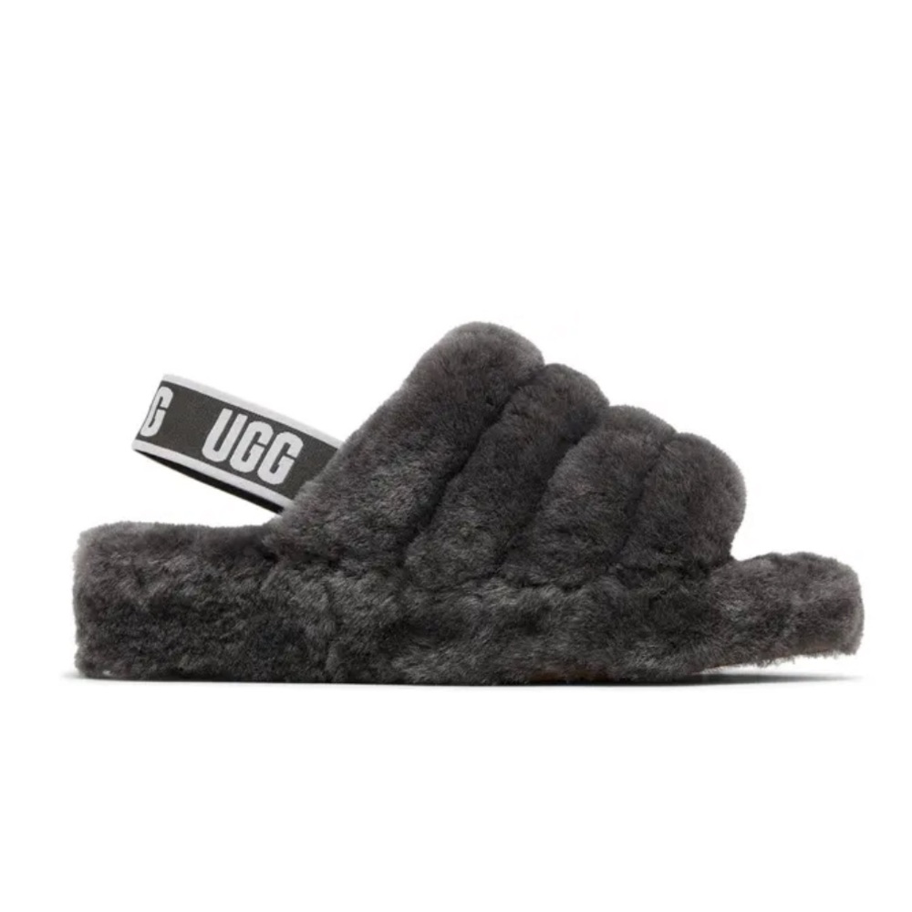 UGG fluff yeah gray slippers - Picture 2 of 9